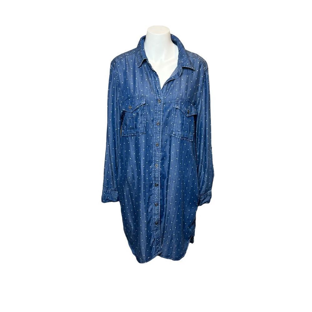 Philosophy chambray polka dot shirt dress size L